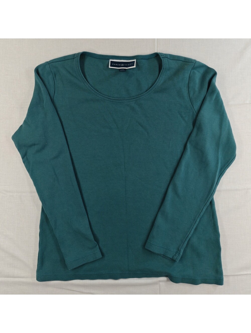 Karen Scott Women's Long Sleeve Teal Shirt Size XS